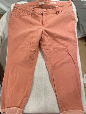Jessica Simpson Coral Pink Cropped Ankle Jeans